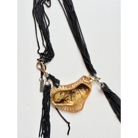 ANNE MARIE CHAGNON Alia Modular Gold Resin Pendant Chain Statement Necklace - Picture 9 of 15